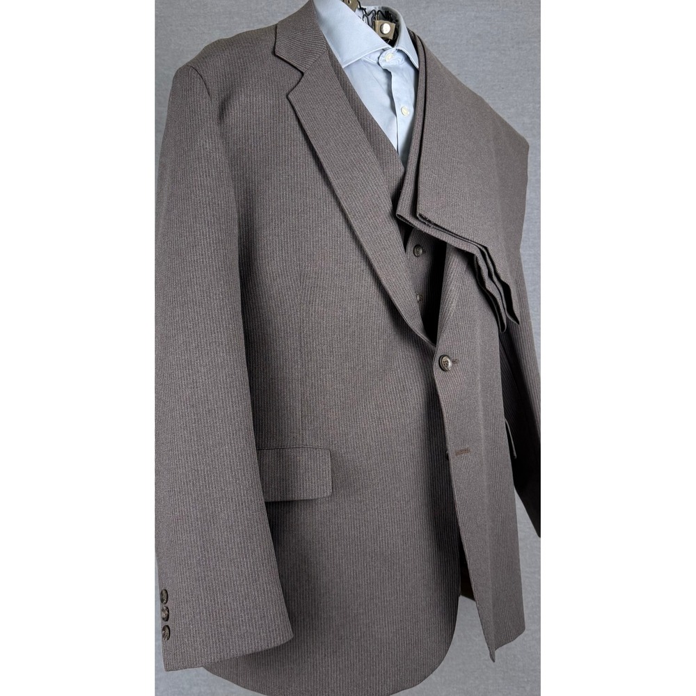 Anderson-Little Mens 3 Piece Suit Brown Micro Stripe 50R 42x28 Blazer Vest Pants